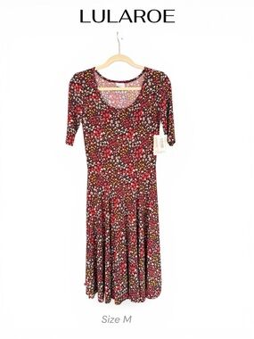 LuLaRoe Nicole Red Floral Dress NWT